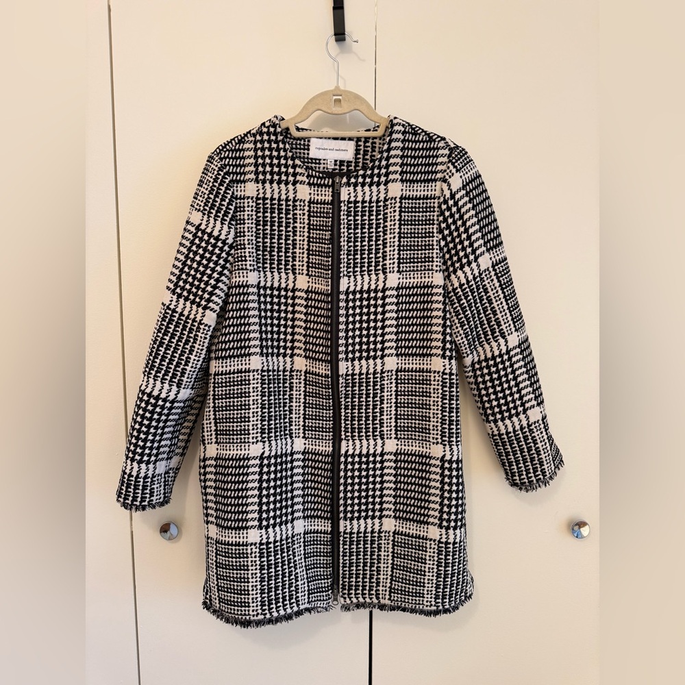Cupcakes and Cashmere Fernando Black and White Plaid Coat - Picture 2 of 9